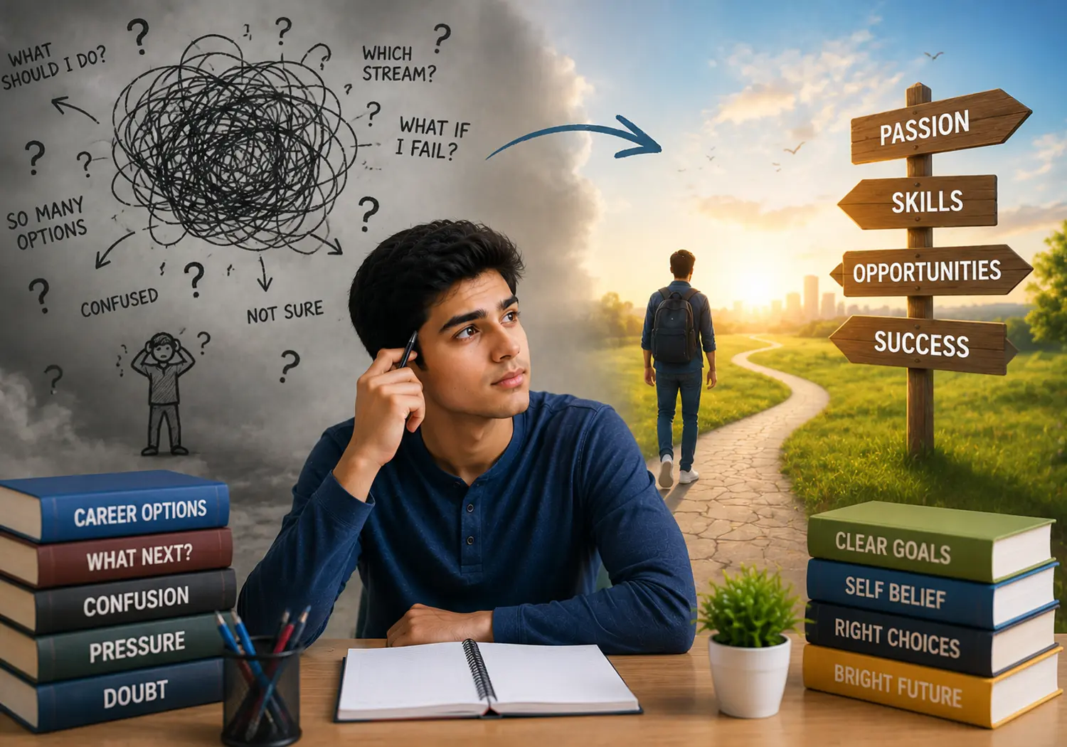 Student overcoming career confusion through self-discovery