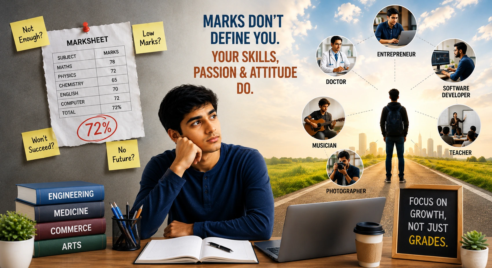 Student learning that marks alone do not determine future success