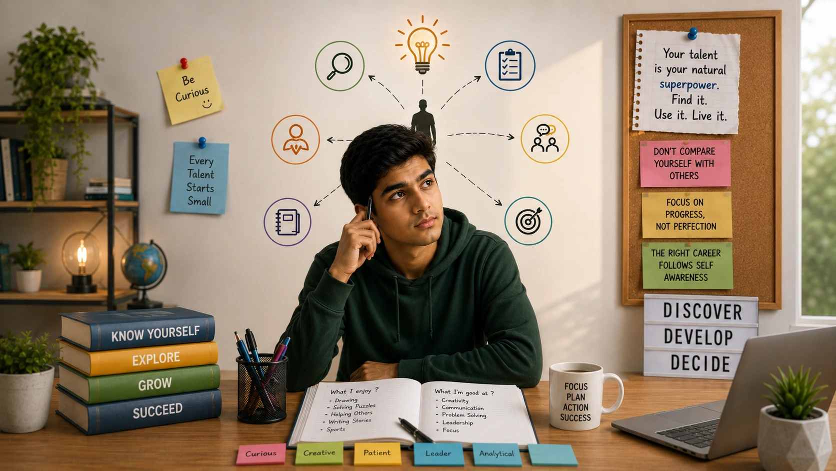Student discovering hidden talents before choosing a career